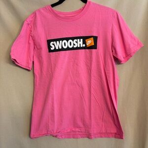 Nike Swoosh Bumper Sticker Men’s M Pink Tee with Black Accents